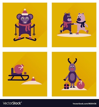 Concept of flat icons with long shadow winter vector image