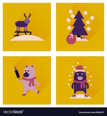 Concept of flat icons with long shadow winter vector image