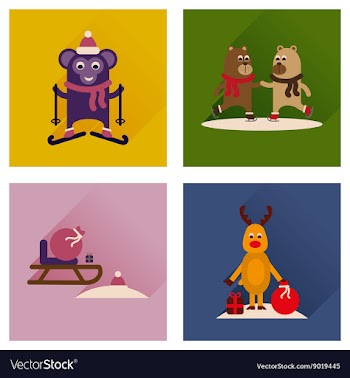 Concept of flat icons with long shadow winter vector image
