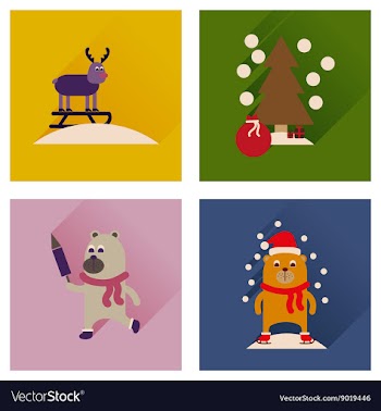 Concept of flat icons with long shadow winter vector image