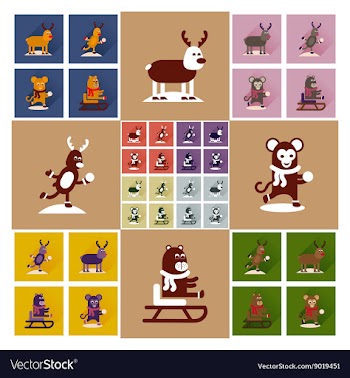 Concept of flat icons with long shadow winter vector image