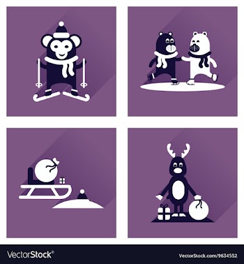 Concept of flat icons with long shadow winter vector image