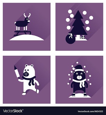 Concept of flat icons with long shadow winter vector image
