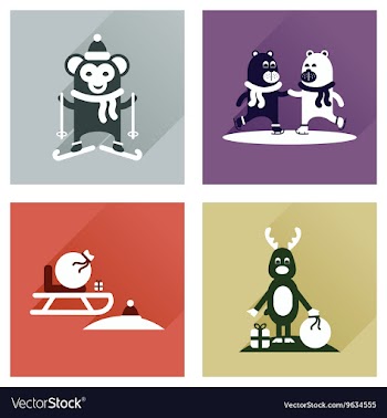 Concept of flat icons with long shadow winter vector image