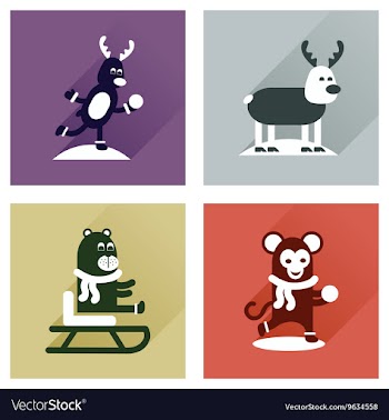 Concept of flat icons with long shadow winter vector image