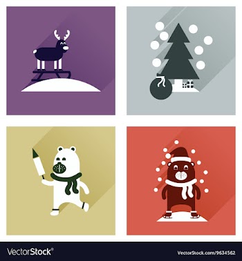 Concept of flat icons with long shadow winter vector image