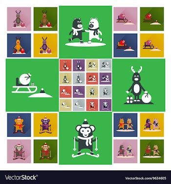 Concept of flat icons with long shadow winter vector image