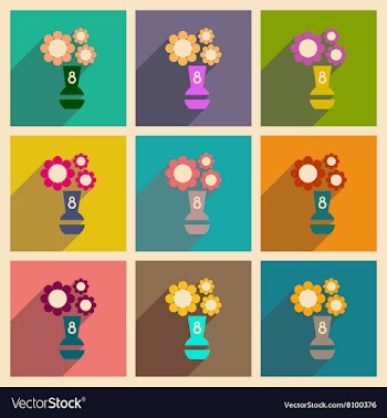 Concept of flat icons with long shadow Woman Day vector image