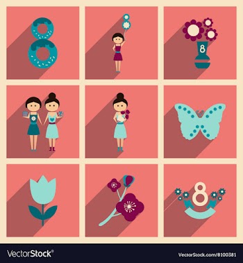Concept of flat icons with long shadow Woman Day vector image