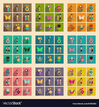 Concept of flat icons with long shadow Woman Day vector image