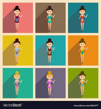 Concept of flat icons with long shadow woman vector image