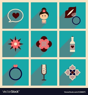 Concept of flat icons with long shadow Womans Day vector image