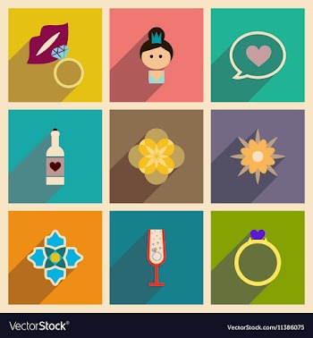 Concept of flat icons with long shadow Womans Day vector image