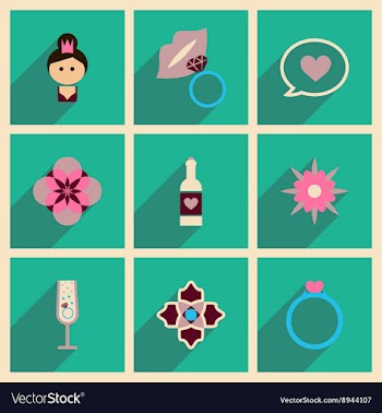 Concept of flat icons with long shadow Womans Day vector image