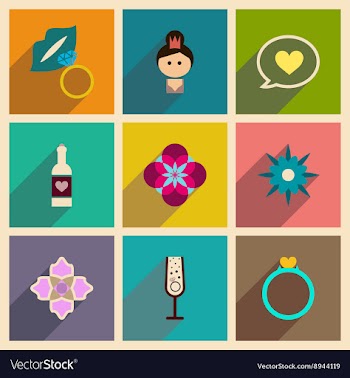 Concept of flat icons with long shadow Womans Day vector image