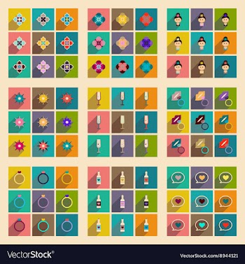 Concept of flat icons with long shadow Womans Day vector image