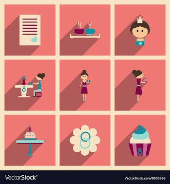 Concept of flat icons with long shadow women Day vector image