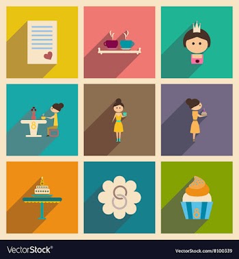 Concept of flat icons with long shadow women Day vector image