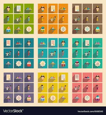 Concept of flat icons with long shadow women Day vector image