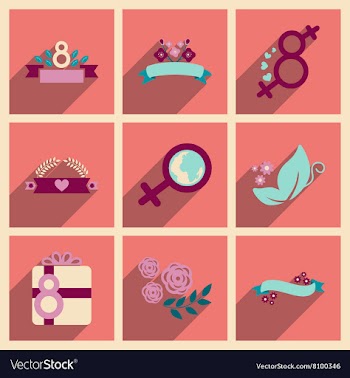 Concept of flat icons with long shadow women Day vector image