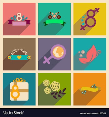 Concept of flat icons with long shadow women Day vector image