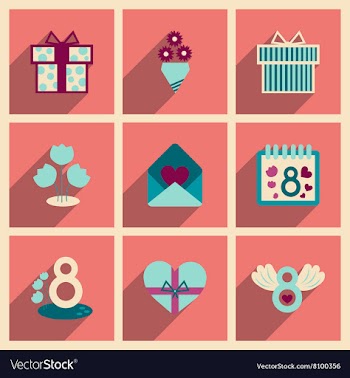 Concept of flat icons with long shadow women Day vector image