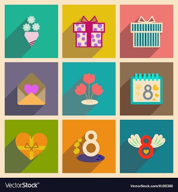 Concept of flat icons with long shadow women Day vector image