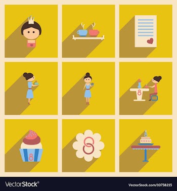 Concept of flat icons with long shadow women s Day vector image