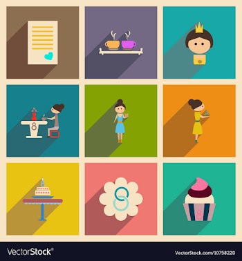 Concept of flat icons with long shadow women s Day vector image