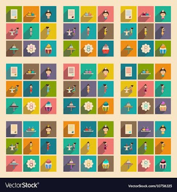 Concept of flat icons with long shadow women s Day vector image