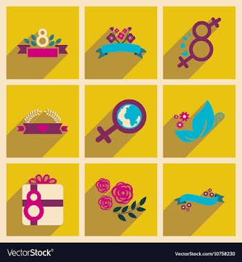 Concept of flat icons with long shadow women s Day vector image