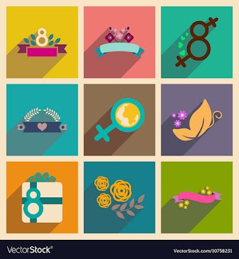 Concept of flat icons with long shadow women s Day vector image