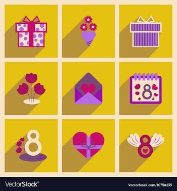 Concept of flat icons with long shadow women s Day vector image