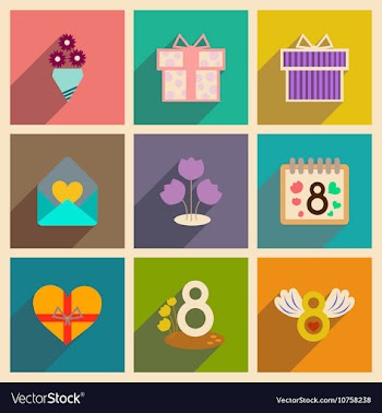 Concept of flat icons with long shadow women s Day vector image