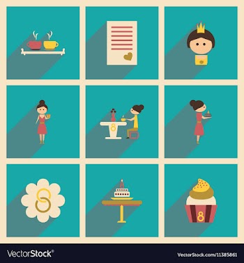 Concept of flat icons with long shadow womens Day vector image