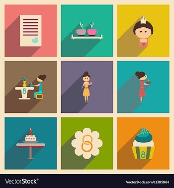 Concept of flat icons with long shadow womens Day vector image