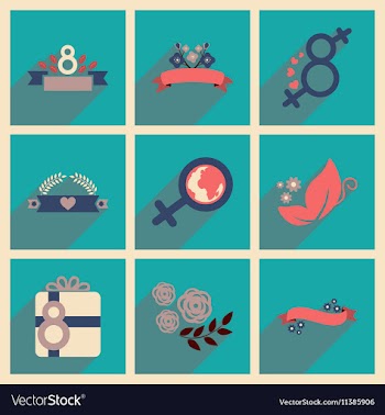 Concept of flat icons with long shadow womens Day vector image