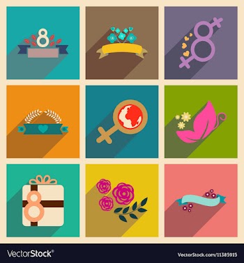 Concept of flat icons with long shadow womens Day vector image