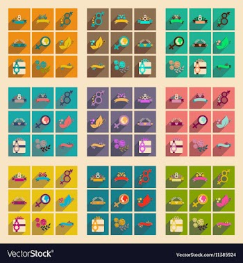 Concept of flat icons with long shadow womens Day vector image