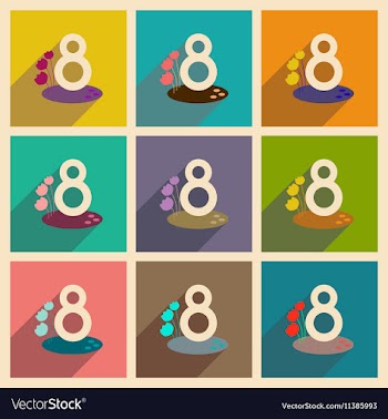 Concept of flat icons with long shadow womens Day vector image