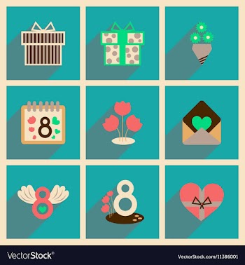 Concept of flat icons with long shadow womens Day vector image