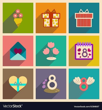 Concept of flat icons with long shadow womens Day vector image