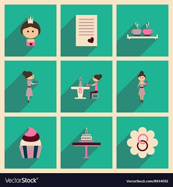 Concept of flat icons with long shadow womens Day vector image