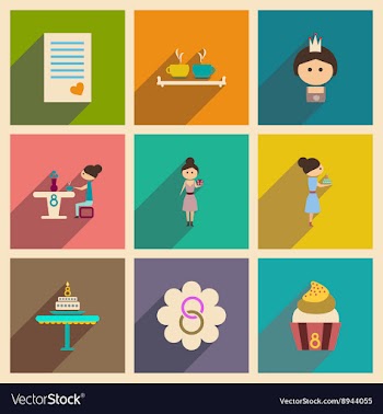 Concept of flat icons with long shadow womens Day vector image