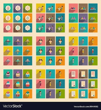 Concept of flat icons with long shadow womens Day vector image