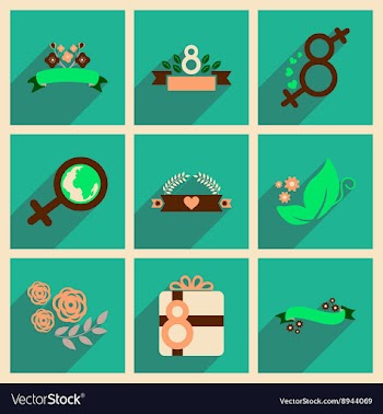 Concept of flat icons with long shadow womens Day vector image