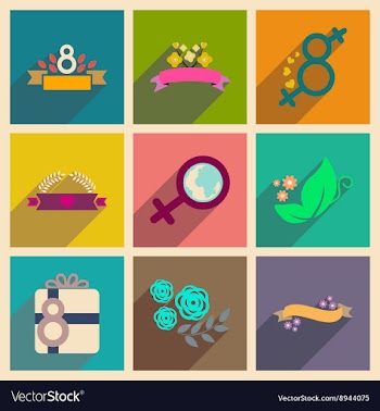 Concept of flat icons with long shadow womens Day vector image