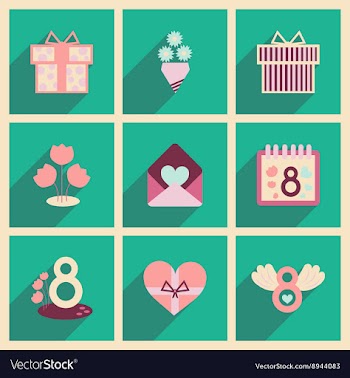 Concept of flat icons with long shadow womens Day vector image