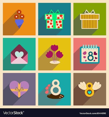 Concept of flat icons with long shadow womens Day vector image
