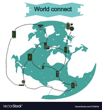 Concept of flat icons with long shadow world vector image